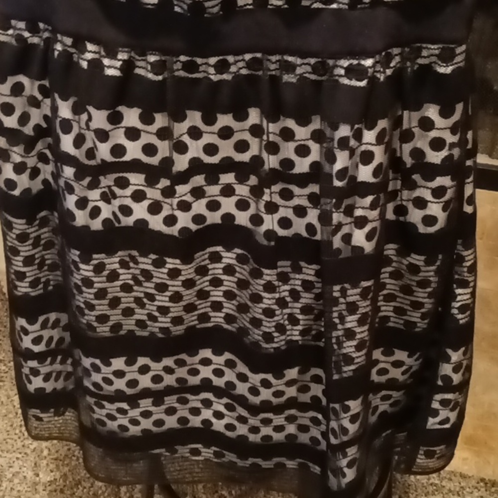FINAL PRICE NWOT Jessica Simpson black/ white sheer polkadot dress w 20" zipper - Picture 6 of 16